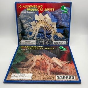 3d Wooden DINOSAUR PUZZLES Lot of 2 Triceratops Stegosaurus PUNCH-OUT Model #A